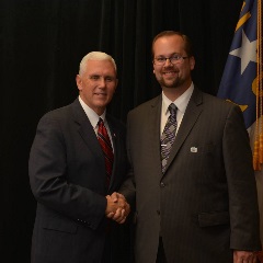 Joel Grewe with Vice President Mike Pence